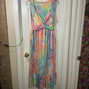 Haptics - Maxi Dress - Tie Dye - Ruffle Trim - 1x (14-16)